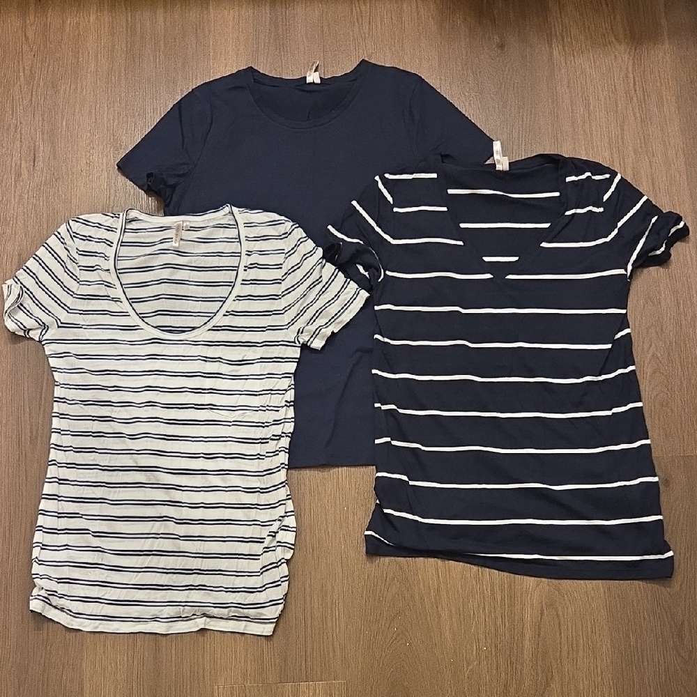 3 Banana Republic Navy and White Short Sleeve Tees Casual Comfort